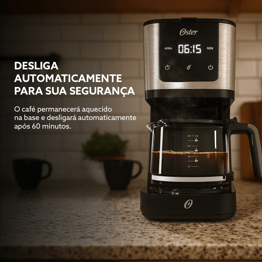 Cafeteira Oster Programável 1,2L com Display Digital