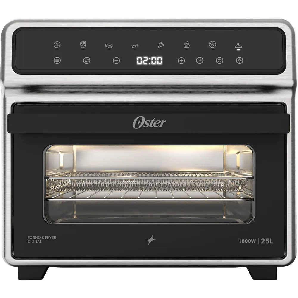 Forno e Fryer 25L Oster Inox Digital Pro 8 em 1