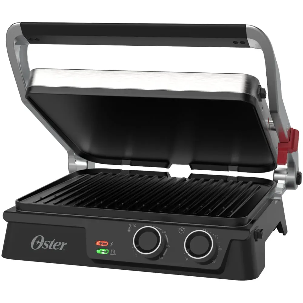 Grill Elétrico com Timer 2 em 1 Oster com Chapas Destacáveis